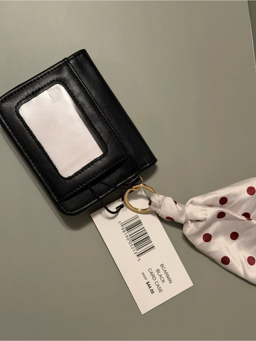Steve Madden Black Card Case Wallet with Polka Dot Scarf Keyring - Picture 2 of 3